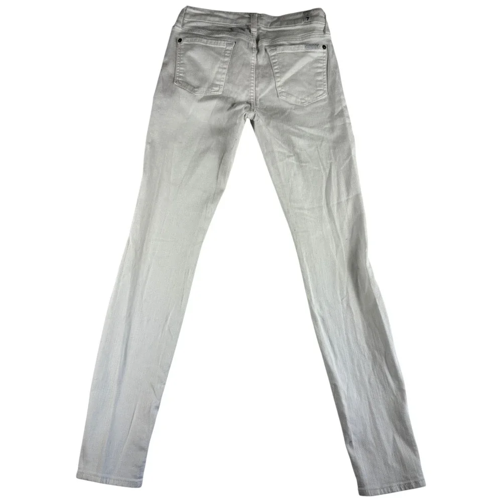7 For All Mankind Ankle Skinny Jeans Womens 26 White Cotton Stretch Light Wash‎